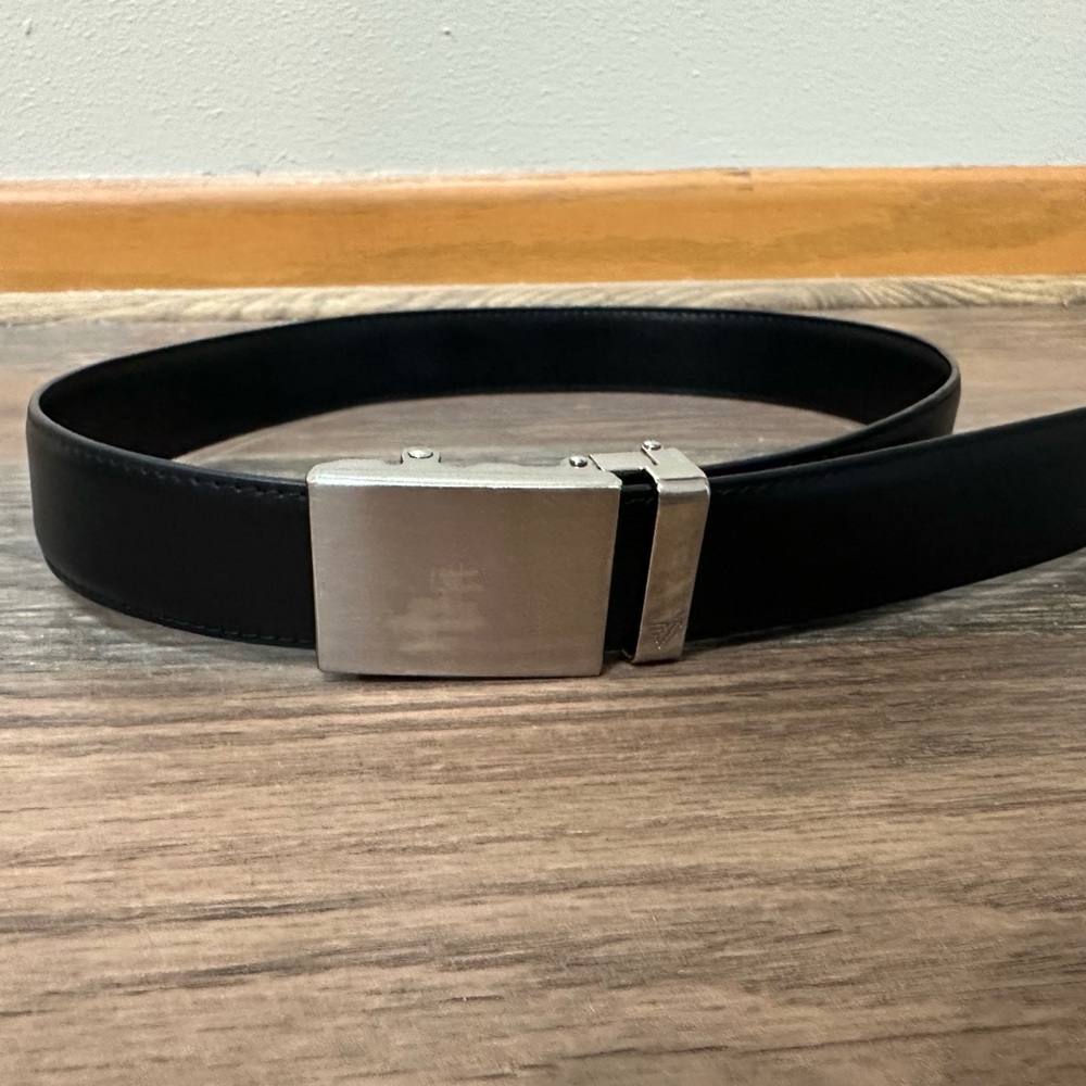 Black Leather Belt with Silver Buckle
